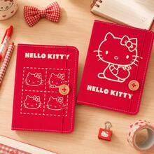 Sanrio Hello Kitty A6 Notebook, Cute Fabric Cover Tie-Up Student Portable Memo Pad - Multicolor - View 1