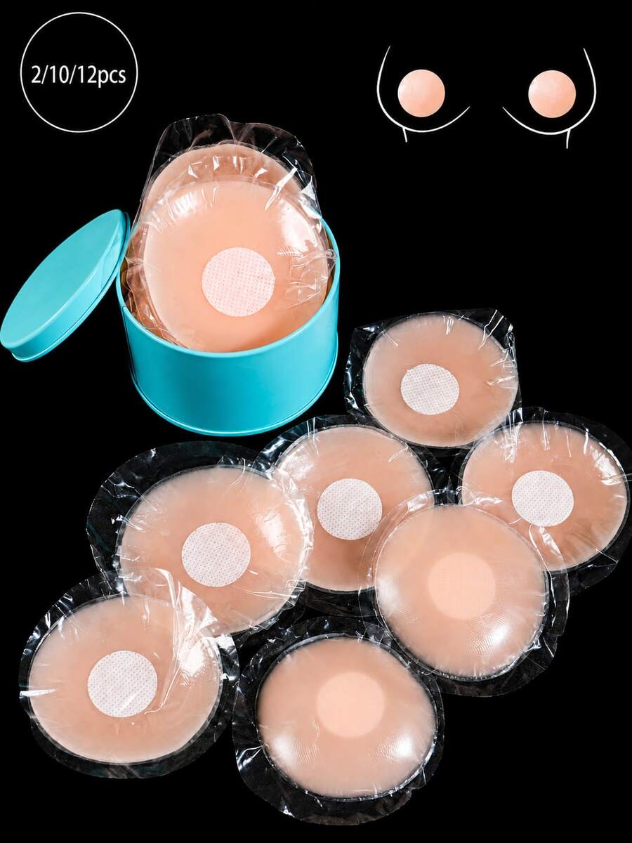 2/10/12 miếng miếng dán ngực silicone tái sử dụng cho nữ, cánh hoa ngực nâng ngực, miếng dán ngực tàng hình, miếng đệm ngực dán keo - Nhiều màu - Xem 1