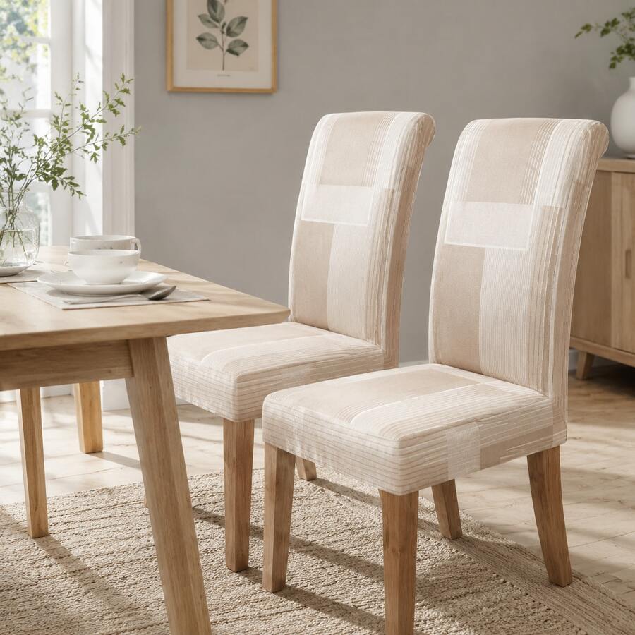 Set Of 2 Chair Covers With Plant, Flower And Animal Print, Elegant High-End Design, Versatile For Interior Decoration And Home Use - Light Yellow - View 1
