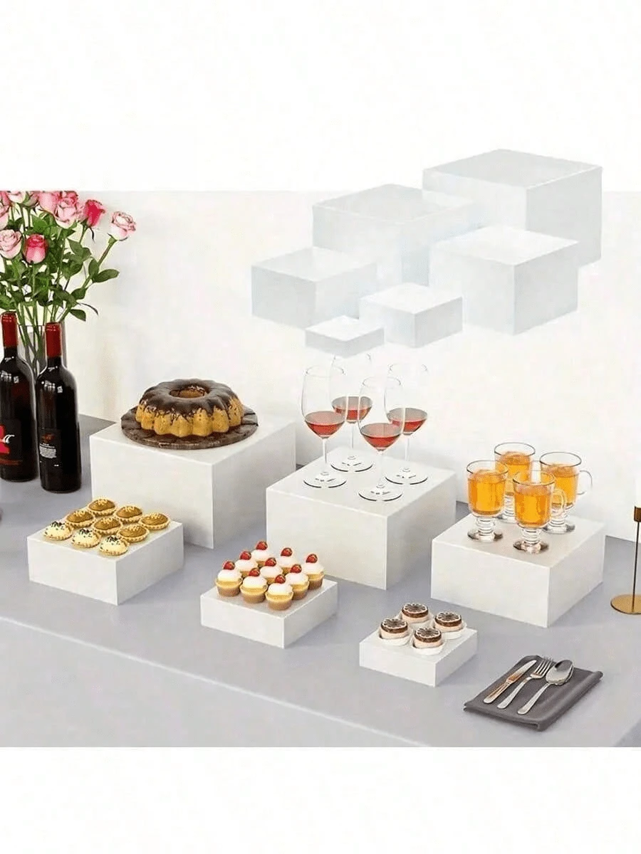 3/4/6pcs Acrylic Hollow Base Buffet Stand - Acrylic Food Display Rack | Christmas Dessert/Jewelry/Party Gift Storage - View 1