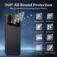 Yezodawee 1片相機鏡頭保護膜，適用於 iPhone 16e 14 Pro Max 15 Pro Max 16 Pro Max 14 Pro 13 15 Plus，手機配件相機螢幕保護蓋，9H 鋼化玻璃防碎保護殼 - 無色 - 查看 3