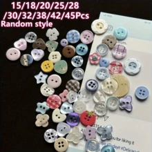 15入/18入/20入/25入/28入/30入/32入/38入/42入/45入 隨機款式高光澤彩色樹脂鈕扣 DIY手工裝飾珠飾配件可愛鈕扣 - 彩色 - 查看 13