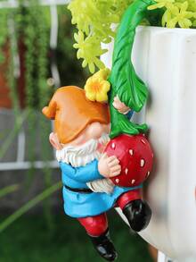 1 pieza Figura de gnomo escalador lindo, se puede colgar en macetas de flores, hecho de resina, adecuado para decoración exterior como cercas, patios, céspedes, jardines y patios (gnomo de planta) - Múltiples estilos - Ver 10