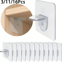 3/11/16Pcs Easy Install Adhesive Hooks & Shelf Brackets – Drill-Free Design, Seamless Fit, Suitable For Closet Organization - Multicolor - View 3