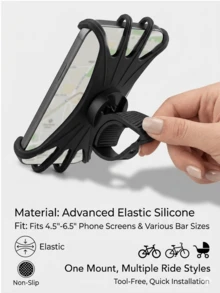 Universal 360 Rotation Bicycle Phone Mount Silicone AntiSlip Motorcycle Handlebar Cellphone Holder Shockproof Stroller Bike Phone Bracket Fits 4.5-6.5 Inch - Multicolor - View 3