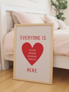 1 pièce Bienvenue à tous ! Matériau imprimé, affiche de diversité et d'inclusion, cœur rouge vif sur fond beige, transmettant le message "Tout le monde est le bienvenu". Décoration pour conseiller scolaire, art mural pour salle de thérapie, encadré ou non encadré - Affiche de citation - Voir 10