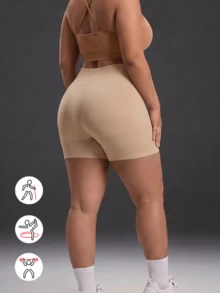 1 pezzo Pantaloncini modellanti senza cuciture a vita alta da donna, traspiranti ed elastici, sollevamento glutei & controllo addominale, pantaloncini modellanti aderenti e confortevoli per vita & addome, body shaper 2-in-1 per yoga e fitness, adatti per uso quotidiano, fitness, sotto i vestiti e recupero post-parto, massimo supporto, pantaloncini da donna - Albicocca - Visualizzare 2