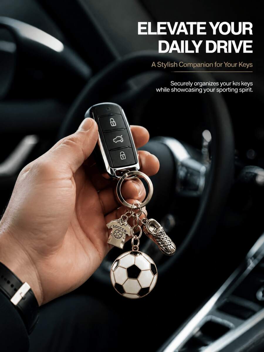 1 Or 2 Exquisite Football Keychains With Printed Patterns, World Cup Commemorative Football Keychains With Small Football Charms. These Are Essential Accessories For Football Fans, Suitable For Backpacks Or Cars, And Creative Football Keychains For Students And Fans. - Silver - View 1