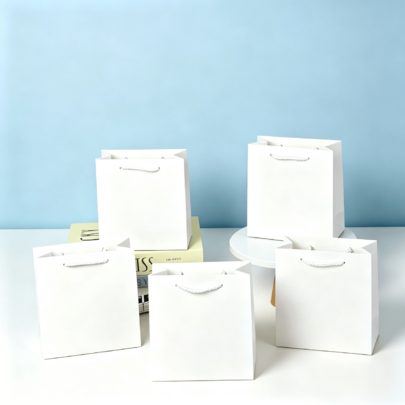 Solid Color Blank Gift Paper Bags, 5/10pcs/Pack Gift Packaging Tote Bags For Wedding, Birthday, Party Favors, Holiday Gifts And Jewelry Packaging