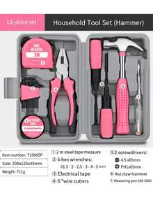 24-In-1 Multi-Function Home DIY Repair Tool Set, Includes Claw Hammer, Tape Measure, Wrench, Voltage Tester, Screwdriver Bits, Pliers And Hardware Tool Box - High-Quality Carbon Steel Hand Tool Set, Home Repair Tool Set, Multiple Combinations For More Convenient Use, Portable Box Storage - Suitable For DIY Projects Home Tool Set, Complete Tools, Wide Application - Many - View 3