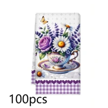 2 Packs Floral Kitchen Towels: Lavender & Butterfly Designs. Absorbent, Quick-Dry, Lint-Free Polyester Microfiber, Machine Washable. Perfect For Cleaning, Drying Dishes & Vintage Garden Decor. - Multicolor - View 10