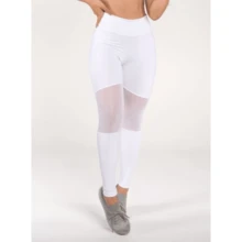 Conjunto Calça E Top Poliamida Roupa De Academia Fitness Feminino c Tule - Branco - Visão 2