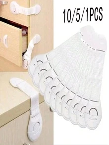 1/5/10pcs Cabinet Locks, Child Safety Drawer Locks, Anti-Pinch, Buckle Design - White - View 3