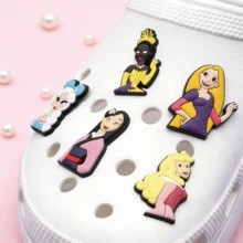 Disney 10 món phụ kiện giày Clog công chúa, Aurora, Ariel, Tiana, Cinderella, Snow, Rapunzel, Elsa, Ping, Belle, charm gắn giày, phụ kiện giày Clog cao su, quà tặng tiệc công chúa, giày lỗ trang trí, charm giày cá nhân hóa, khóa cài giày cá nhân hóa vân tinh tế - Nhiều màu - Xem 6