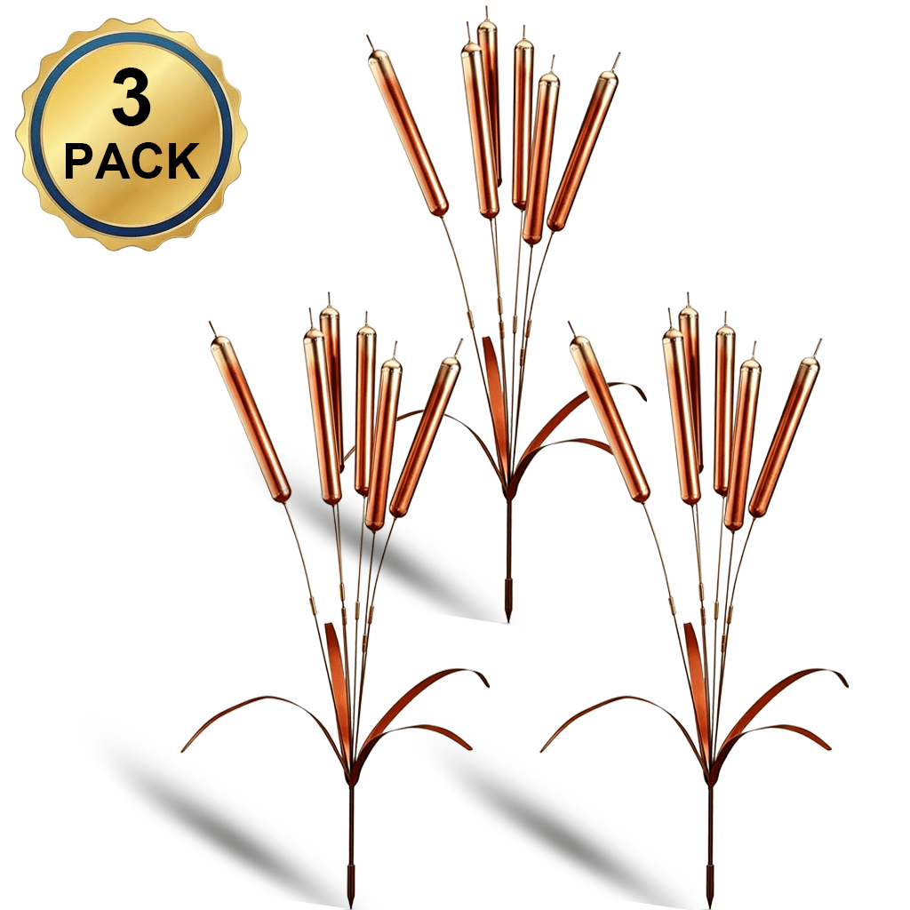 NCBFHRB Copper Metal Cattail Wind Chimes Outdoor Garden Stakes, Rustic Cat Tail Yard Art Decor, Decorative Hanging Wind Catcher Patio Lawn Ornament, Unique Housewarming Gift For Garden Lovers
