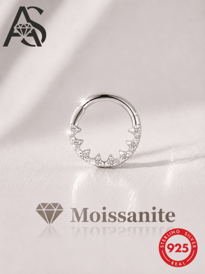 AnlaScheer 1 chiếc khuyên tai Moissanite 0.1ct bạc 925 mặt phẳng tối giản cho sụn tai và conch, trang sức đính hôn đám cưới cô dâu cho nữ
