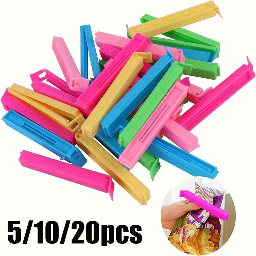 Reusable Plastic Food Bag Clips - Pack Of 20/10/5, Suitable For Kitchen Storage Boxes And Organization Accessories - Multicolor - View 1