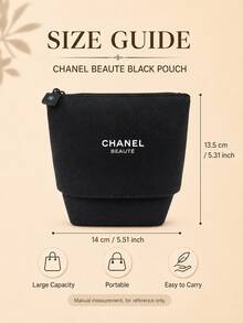 Chanel 黑色彈性帆布化妝包 14*13.5cm，耐用帆布材質，可擴展容量，結構底座可直立，適合個人使用與送禮 - 黑色 - 查看 3