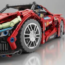T2017/S6-B030 Bloco Montar Carro Esportivo Vermelho Miniatura Realista - Multicolorido - Visão 6