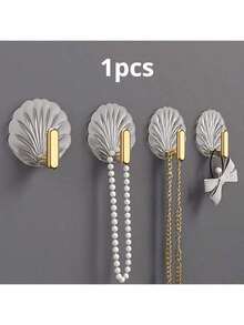1/2//4/8pcs Sets Of Non Perforated Hooks With Strong Adhesive Keys, Wall Mounted Clothes, Bathroom Bathroom Doors, And Rear Adhesive - Gold - View 7