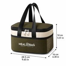 Green Rectangular Insulated Lunch Bag, Large Capacity Thermal Bento Tote With Thickened Foil Lining, Side Mesh Pocket, Double Zipper Wide Opening, Water-Resistant Stain-Resistant 3-Layer Cooler Bag For Office School Picnic Beach Vacation Travel - Multicolor - View 4