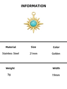 1pc/3pcs Natural Stone Sun Pendant Set, 18K Gold Plated Stainless Steel, DIY Jewelry Making Pendant, Turquoise, Pearl, Tiger Eye Optional - Inset Translation - View 11