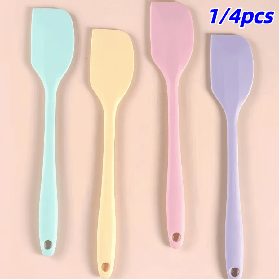 4件套/1件装奶油刮刀，硅胶材质，蛋黄酱小刮刀，黄油刮刀，烘焙工具，北欧风多色硅胶一体式小刮刀，耐热不粘小刮刀，易于清洁，适用于家庭、餐厅、甜品店、厨房烘焙工具套装