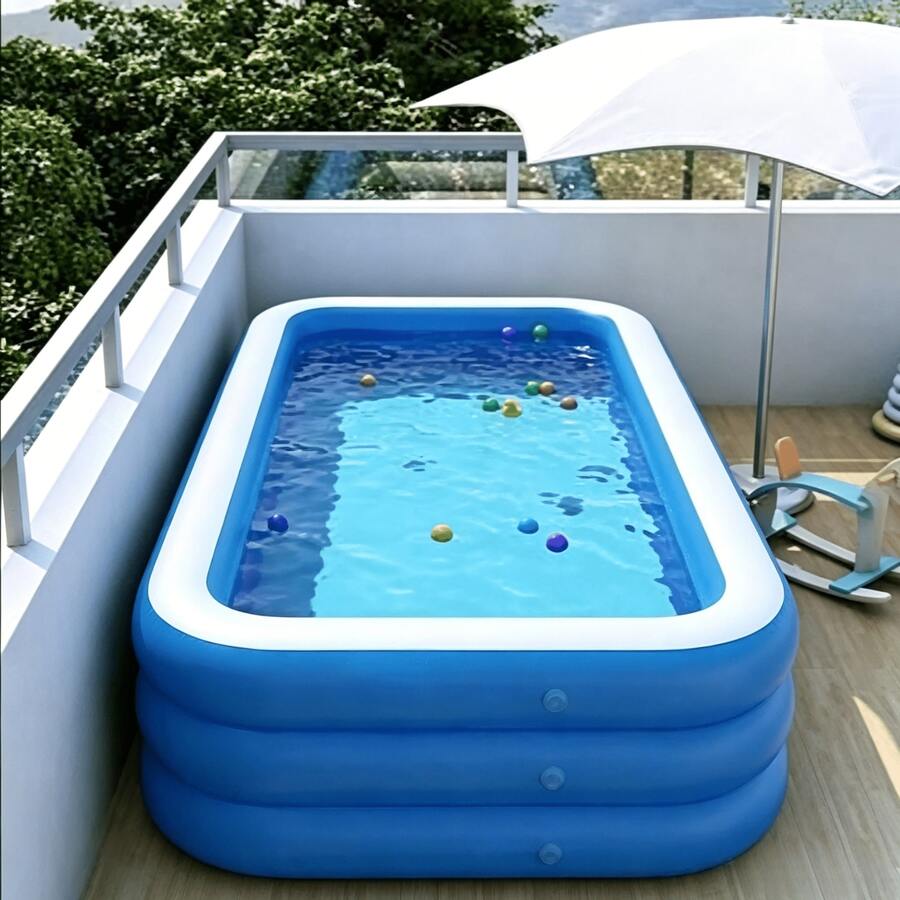Inflatable Pool – Ideal For Outdoor Water Activities, Inflates Quickly, Features A Non-Slip Bottom, And Is Made Of Durable Material. Perfect For Relaxing And Enjoying Water Play In Your Backyard Or On Your Patio (Air Pump Not Included) - Inflatable Pool - View 1