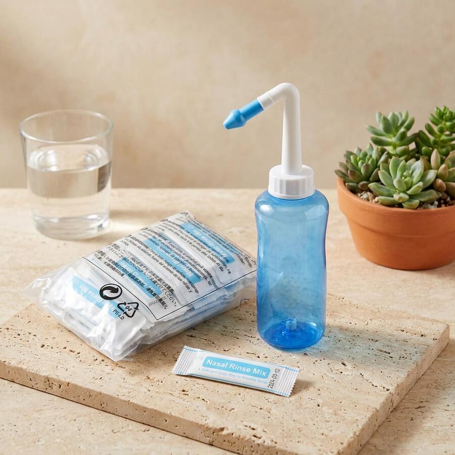 Portable Nasal Irrigator 300ml/500ml Capacity, Neti Pot Sinus Rinse Bottle For Daily Nose Cleaning, Manual Nasal Wash Bottle, Material, Reusable Personal Care Accessory With 2 Tips For Home & Travel Use