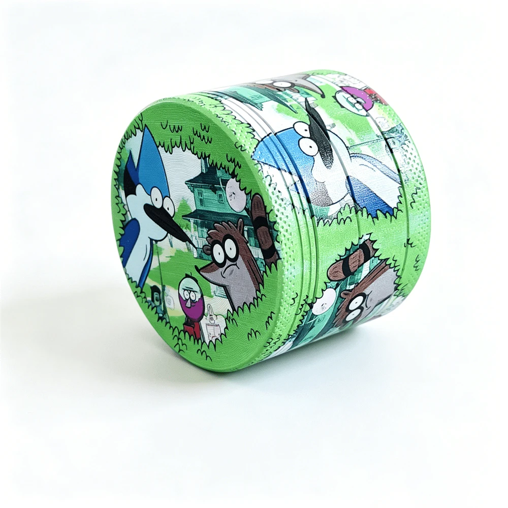50MM-4層鋅合金金屬研磨器,卡通圖案風格外觀,適用於手工捲菸研磨器,節日禮物!情人節禮物! - 綠色 - 查看 1
