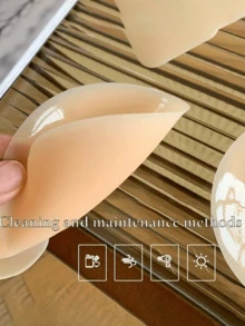 1對可重複使用矽膠乳貼，無肩帶胸罩設計，增強乳溝並提升胸部，隱形效果，適合夏季穿著，防滑性能 - 推薦給A-C罩杯尺寸 - 多色 - 查看 8
