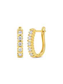 1 Pair Quality S925 Sterling Silver Sparkling Zirconia Double Hoop Earrings, Exquisite Elegant Classic Romantic Ear Hoops For Pierced Ears, Hypoallergenic Earrings Suitable For Women's Daily Wear, Collection, Casual, Travel, Party, Comes With Exquisite Gift Box Packaging, Ideal For Birthday, Holiday, Anniversary, Christmas, Mother's Day, Thanksgiving Gifts - Gold - View 4