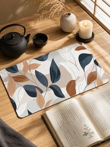 Alfombrilla de escritorio minimalista con estampado de hojas, estilo nórdico de plantas, para mouse de computadora, superficie de tela suave con control de mouse fluido, base de goma antideslizante estable y duradera, impermeable y fácil de limpiar, adecuada para el hogar, la oficina, el estudio, el Día de la Madre, regalo de graduación, alfombrilla de escritorio extendida - Ver 8