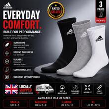 Adidas Crew Socks White 3 Pairs - Black - View 1