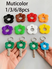 1/3/6/8 piezas Teclas de Flores Coloridas - Cubiertas de Teclas Codificadas Duraderas y Coloridas Adecuadas para Teclados de Hogar/Oficina; Se Ajustan a la Mayoría de Tamaños de Teclas; Teclas de Tacto Suave con Etiquetas de Identificación para Fácil Reconocimiento de Teclas; Organizador de Teclas Fácil de Instalar. - multicolor - Ver 2