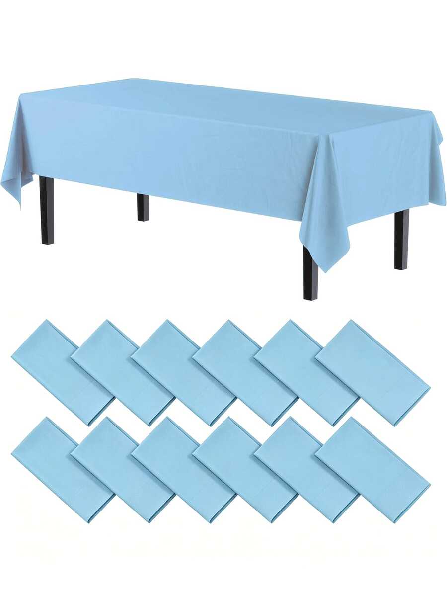 1/3/6/12pcs Light Blue Solid Color Plastic Tablecloths - 54" X 108" - Disposable Tablecloths, Suitable For Parties And Picnics, Perfect For Weddings, Christmas, Thanksgiving, Halloween