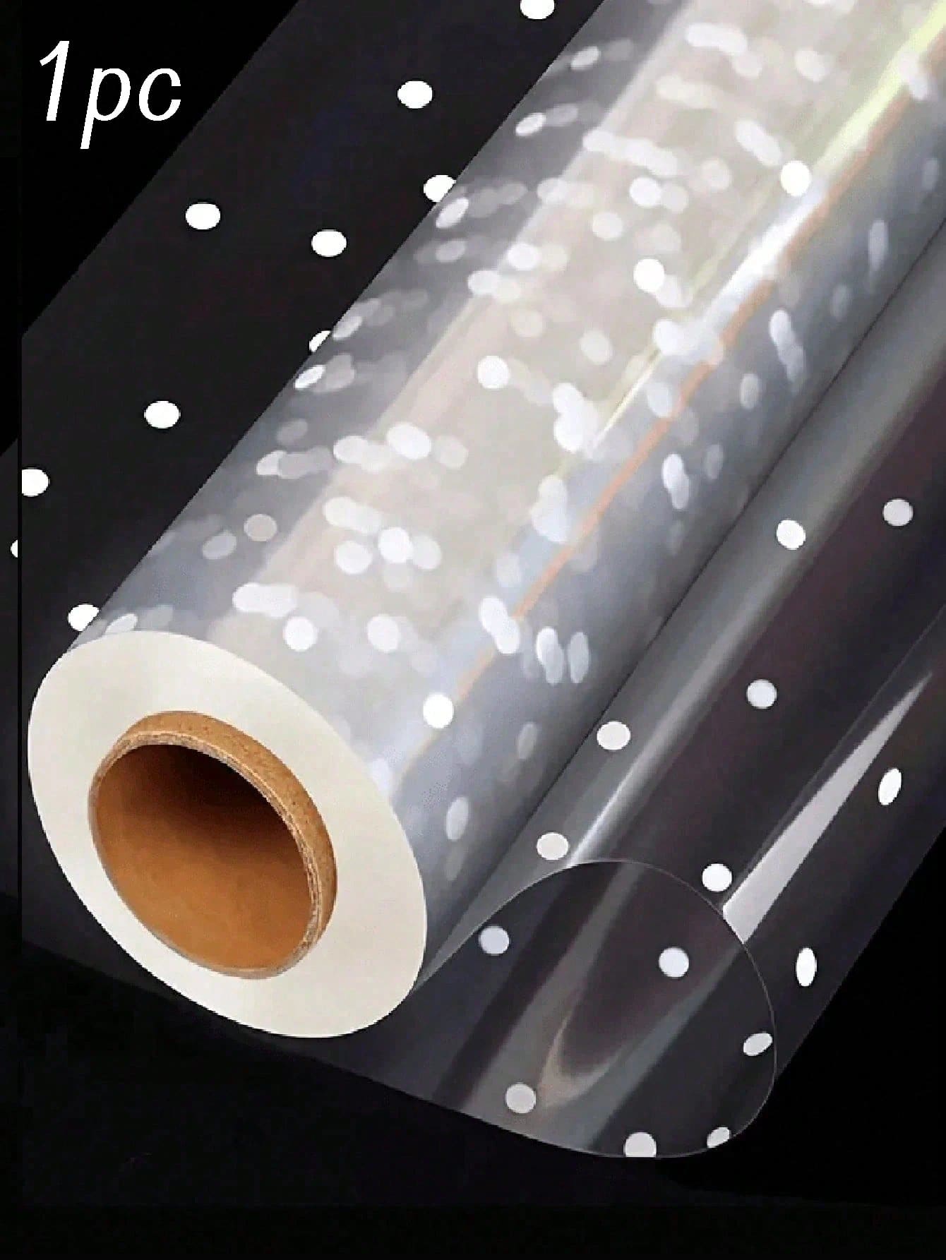 1 Roll Transparent Glass Paper With White Polka Dot Pattern, Extra Wide And Thick Transparent Gift Wrapping Film, Suitable For Snacks, Gifts, Fresh Flowers, Holidays And Valentine's Day Packaging, Gift Basket Wrapping Paper Film, Applicable For Baskets, Bouquets, Gifts, Handicrafts And Holiday Celebrations - Multicolor - View 1