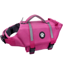 Dog Life Jacket, Lightweight Adjustable Buoyancy Vest With Rescue Handle, High Visibility Reflective Design, Suitable For Small And Medium Dogs Swimming And Boating - Rose Red - View 8