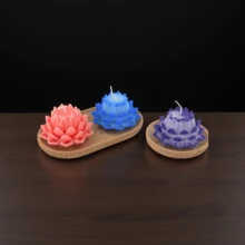 1個蓮花香氛蠟燭，禮物，祈禱蠟燭，混色蓮花形狀，高級家居裝飾，紀念品 - 1PC - 查看 2