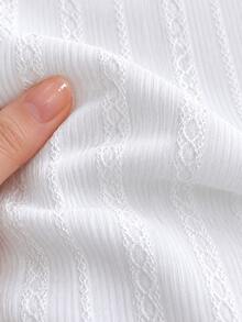 1pc White Vertical Striped Jacquard Ribbed Knit Fabric, Soft Breathable Embossed Embossed Twisted Fabric, Lightweight Breathable Woven Jacquard Cloth, Suitable For DIY Clothing, Dresses, Shirts, Curtains, Home Decor And Sewing Crafts - 1 - View 7