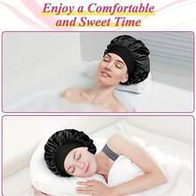 Juego de gorro de satén rosa para dormir, antifaz de felpa suave & lazos para el cabello, kit de accesorios de cuidado del cabello nocturno para mujeres - Multicolor - Ver 6