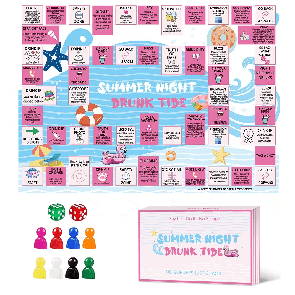 SUMMER NIGHT FEST 2-8人究極派對桌遊,快節奏趣味挑戰與話題啟動,適合生日、晚餐與社交聚會,優質家庭遊戲之夜首選 - 粉色 - 查看 1
