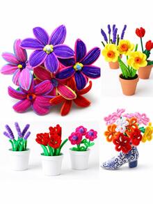 雪尼爾毛絨管狀手工棒，可彎曲毛絨手工棒，適用於DIY手工花束、花藝設計、藝術項目、派對裝飾、畢業、婚禮和生日禮物製作、返校、聖誕節和節日手工用品 - 紅色系列 - 查看 5