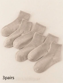 6 Pares de Meias Femininas de Cano Médio na Cor Cáqui, Moda Casual Versátil, Adequadas para Uso Diário, 1/3/5/6/10/15/20 Pares - Caqui - Visão 16