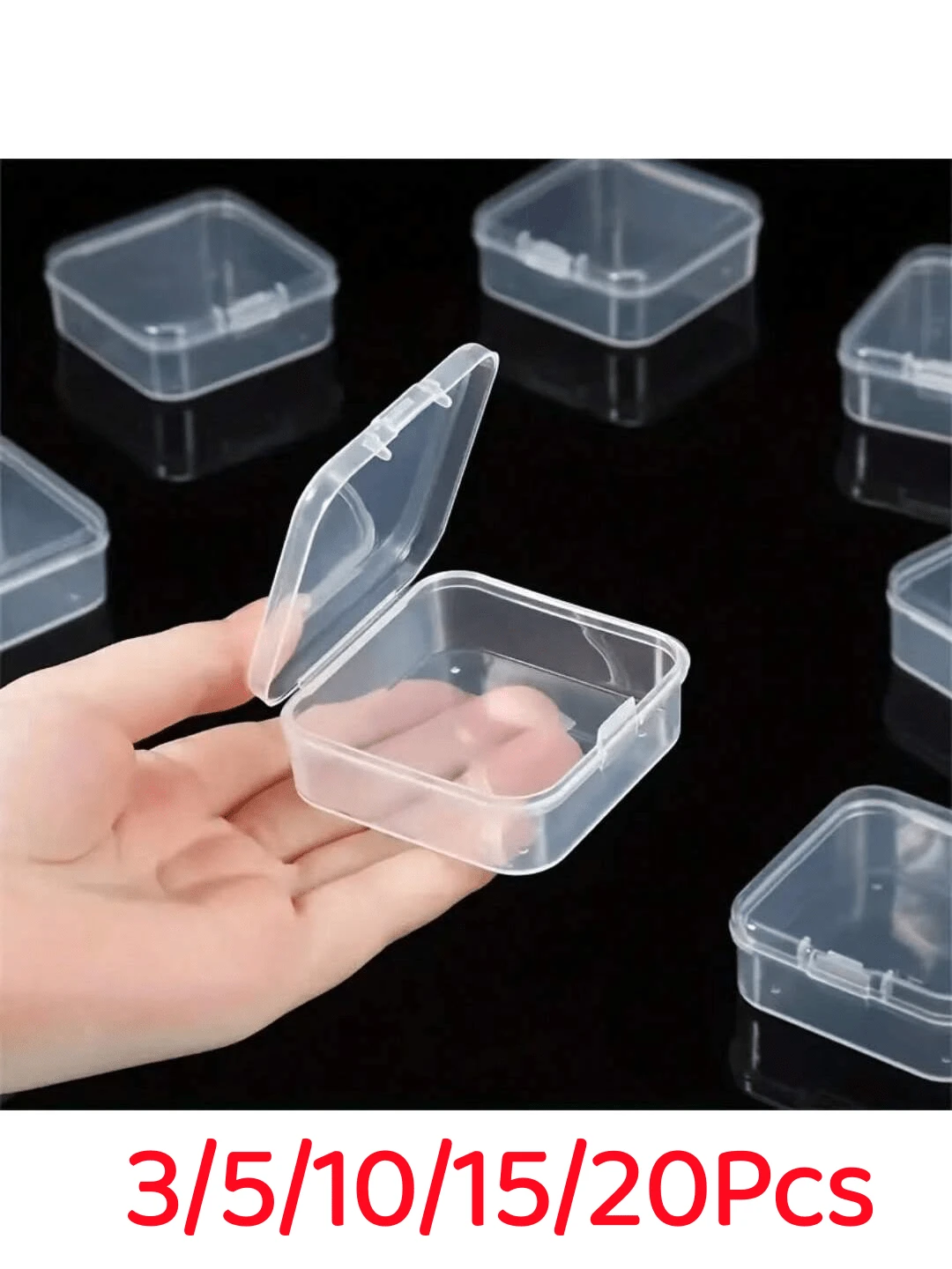 3/5/10/15/20 cái hộp nhựa vuông trong suốt, 4.5cm/1.77inch, hộp lưu trữ trong suốt có nắp bản lề, hộp đựng hạt nhỏ, hộp lưu trữ mini cho đồ thủ công DIY, trang sức và các vật dụng nhỏ