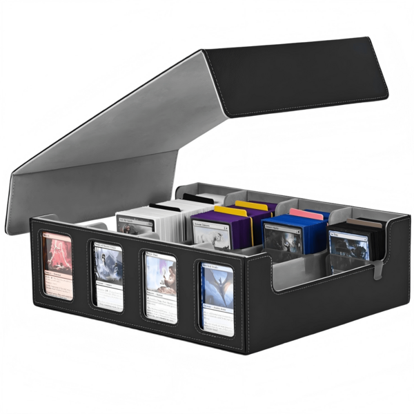 Collector's Edition Trading Card Storage Box, 2400+ MTG Card Case With 4 Top Loaders, 24 Colored Divider Tabs, TCG Card Box Suitable For Magic PTCG Sports Cards