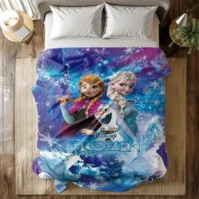 1PC Colorful Snowflake Frozen Elsa Princess, Anna Princess, Disney Princess All-Star Theme Flannel Printed Blanket, Air Conditioner Cover Blanket - 100% Polyester Knitted Quilted Blanket, Digital Print - Comfortable Bedding Suitable For All Seasons, Perfect For Napping, Camping, Travel - Ideal Gift For Friends And Family, Comfortable Flannel Blanket - Multiple Sizes Available, Ultra Soft, Suitable For Sofa/Bed, Essential For All Seasons, Perfect For Daily Rest On The Sofa - Multicolor - View 3