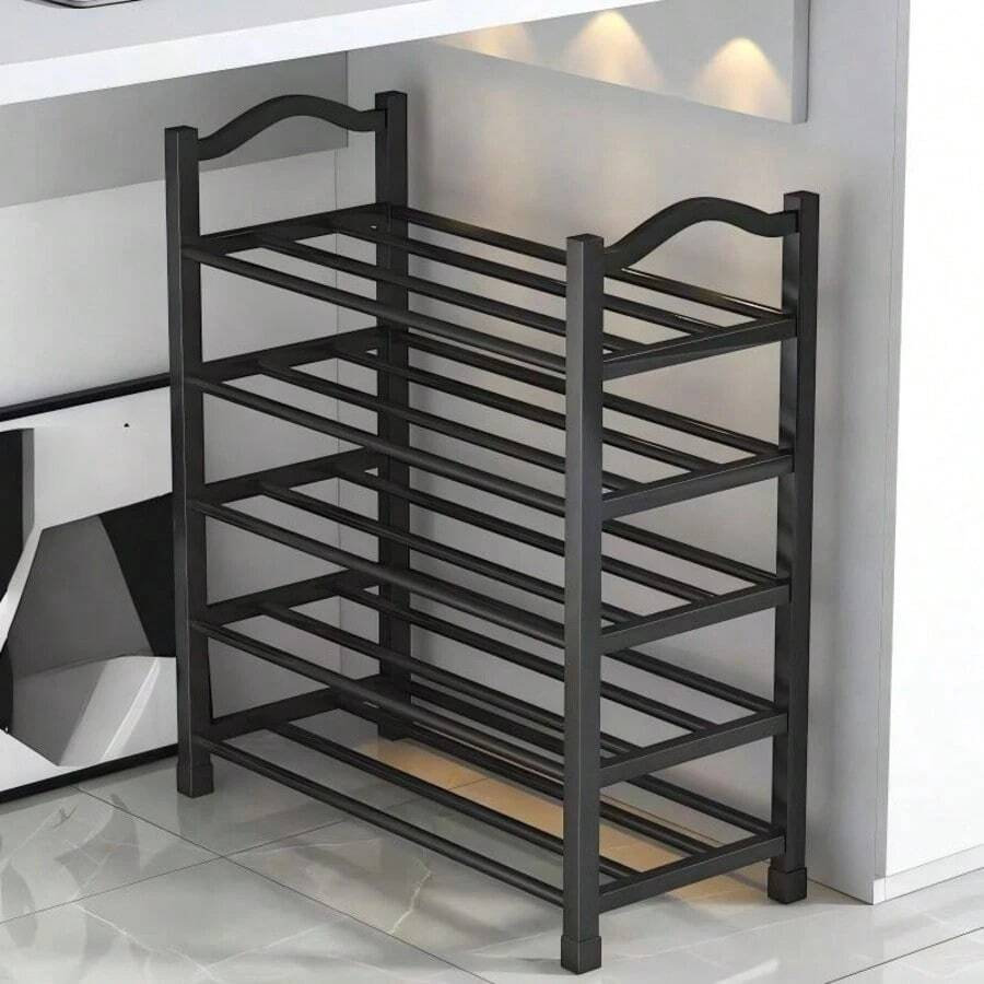 5-Tier Metal Shoe Rack, Adjustable Shoe Storage Organizer, Stackable Shoe Storage Rack, Suitable For Entryway, Hallway, Living Room, Closet, Black - Multicolor - View 1