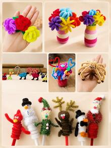 Chenille Stem Pipe Cleaners, Flexible Fuzzy Craft Sticks For DIY Handmade Bouquets, Floral Designs, Art Projects, Party Decorations, Graduation, Wedding & Birthday Gift Making, Back To School, Christmas & Holiday Craft Supplies - Multicolor - View 2