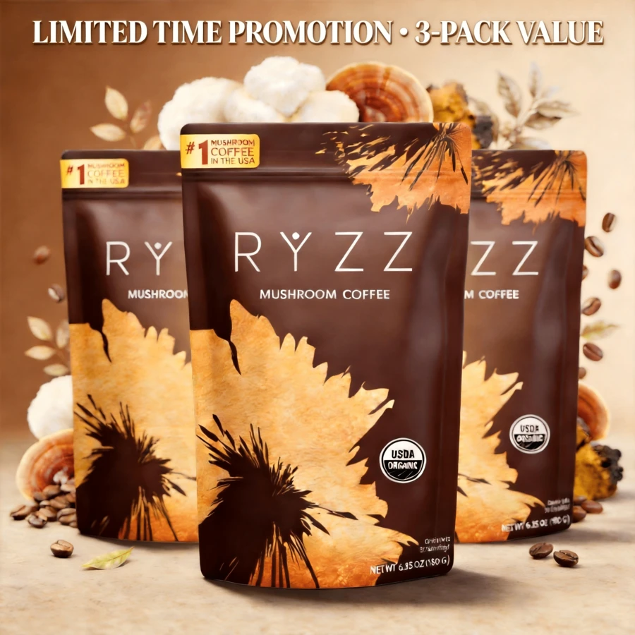 Best Seller Mushroom Coffee 3-Pack – 6 Adaptogenic Mushrooms Blend | Natural Energy, Mental Clarity & Digestive Health | Smooth Focus Without Jitters | Coffee Alternative For Morning Boost Or Afternoon Pick-Me-Up | Limited Time – Buy 3 & Save Big - 3-pack - View 1